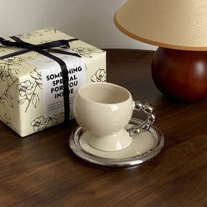创意造型电镀马克杯咖啡杯礼盒装下午茶茶具杯碟套装伴手礼杯子