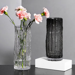 大号花瓶冰川设计感玻璃花瓶轻奢高级感摆件客厅水养富贵竹插花瓶