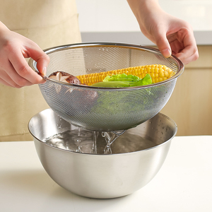 IKEA宜家亲不锈钢洗菜盆沥水篮家用厨房淘米神器洗米筛淘米盆滤漏