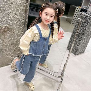 女童春装套装2024新款韩版儿童装时髦牛仔三件套宝宝春秋洋气衣服