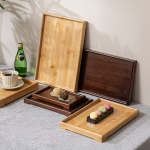 日式茶托盘家用长方形收纳托盘杯托竹盘竹质烧烤盘水果盘糖果盘