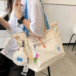 学生手提袋拎书袋女童小众设计感韩版简约休闲百搭少女上课大容量
