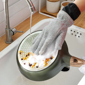 钢丝洗碗手套防水加厚款防割五指冬天冬季银丝刚丝加绒加长钢丝一