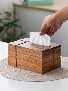 欧式实木纸巾盒客厅家用创意木质高档抽纸盒胡桃木轻奢商务面纸盒
