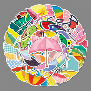 50张雨伞涂鸦个性小清新彩色儿童手帐防水装饰滑板水杯行李箱贴纸