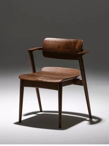 设计师款川上元美同款北美黑胡桃实木餐椅现代靠背椅书椅茶台椅