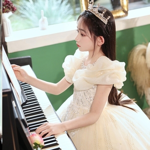 六一儿童节主持人礼服女大童钢琴演出服小学生高贵女童合唱指挥服