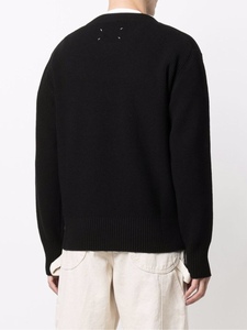 马吉拉风格 21AW新款羊毛圆领套头黑色毛衣男女同款百搭MM6针织衫