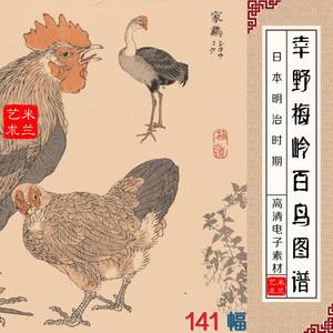 梅岭百鸟画谱 日本绘画 花鸟家禽工笔古画 高清电子图片素材