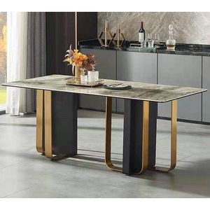 TJ3159681北欧风情岩板餐桌大小户型轻奢极简风长方形家用餐桌