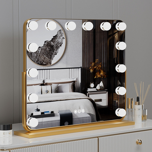 化妆镜带灯台式桌面led灯泡梳妆镜ins卧室可旋转智能轻奢补光镜子