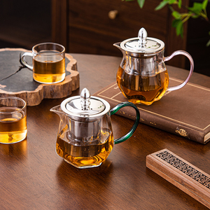 小茶壶泡茶壶 套装玻璃茶水分离家用过滤壶 耐高温加厚防爆花茶壶