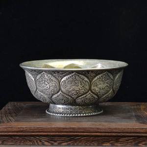 唐朝银器摆件唐代鎏银碗茶具茶杯茶盅茶碟全铜镀银古典艺术品装饰