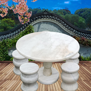 石桌石凳大理石石头桌椅圆形户外桌凳庭院花园简约现代室内外摆件