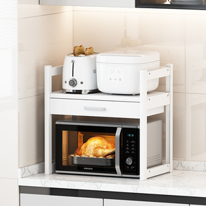 厨房置物架单层台面一层多功能家用可调节烤箱微波炉架子收纳支架