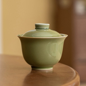 耀州窑青瓷盖碗茶杯带盖单个三才茶碗功夫家用陶瓷功夫茶具泡茶碗