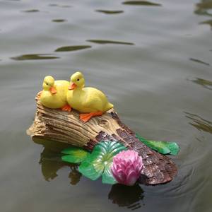 花园装饰 庭院创意水缸鱼池装饰 造景睡莲假山景观浮水鸭子摆件