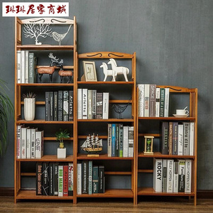 新款小书架竹子桌上竹制桌面多层书柜实木头落地置物卧室简易加厚