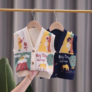 新款英伦韩系韩系时尚春秋婴儿童装马甲毛衣男女小童宝宝针织开衫
