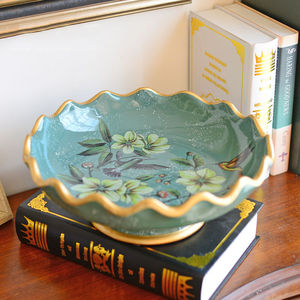 墨菲欧式田园陶瓷水果盘创意家居客厅茶几干果盘装饰品糖果盘摆件