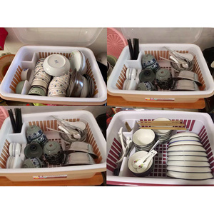 厨房加厚翻盖塑料碗柜滴水碗盆沥碗架放碗筷滤水架碗箱碗筷收纳盒