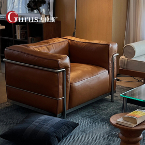 cassina柯布西耶lc3沙发中古风包豪斯单人沙发椅轻奢高端真皮沙发