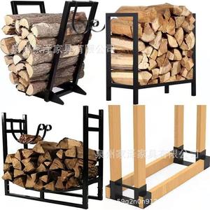 落地欧式铁艺置物架柴火收纳架壁炉工具新品家用木柴隔板架储木架