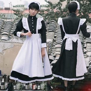 男仆cosplay服装黑白衣服英国风珍珠线长款咖啡厅女仆COS装制服