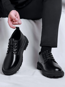 红蜻蜓黑色皮鞋男款2024新款马丁靴英伦风软底伴郎男士休闲正装商