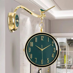 现代简约客厅双面挂钟家用时尚北欧风两面钟表艺术时钟挂墙创意表