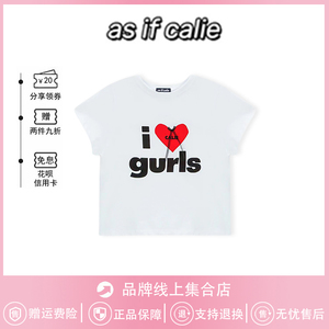 【现货】韩国asifcalie短袖露脐上衣泰妍米妮同款小众爱心T恤夏