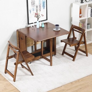 餐桌家用小户型可折叠伸缩实木桌子多功能隐形靠墙岛台餐桌一体