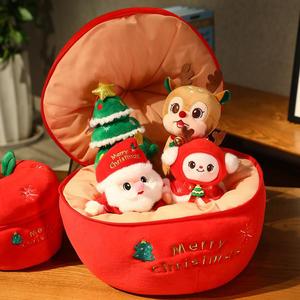 圣诞节礼物圣诞老人公仔毛绒玩具树抱枕苹果袋小麋鹿娃娃雪人玩偶
