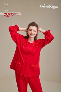 美之梦M9710482春款女款红色家居睡衣 舒适度不可少 小细节的浪漫