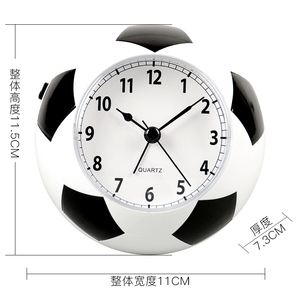 汉时创意儿童男孩足球闹钟卧室时尚学生用钟表静音桌面小时钟