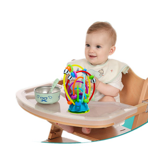 曼哈顿式h牙胶绕珠可啃咬餐椅吸盘玩具宝宝餐桌玩具吃饭玩具喂饭