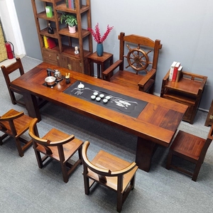 老船木茶桌椅组合茶台实木客厅一体办公室泡茶大桌子家用商用招待