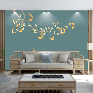 热转印新中式玉兰花鸟电视背景墙布客厅沙发影视壁画茶室卧室壁纸