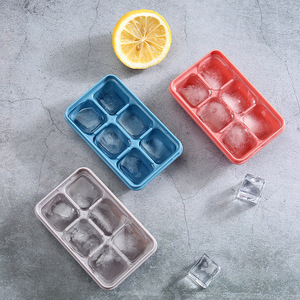 热销6连冰格套装 家用带盖自制DIY制冰器 18格硅胶方块冰格制冰盒
