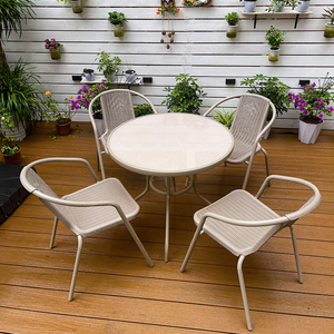 户外桌椅庭院室外休闲露天阳台小茶几三件套圆桌组合花园仿藤椅子