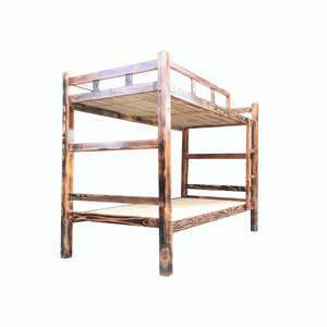广州炭化双层实木床古典架子床怀旧高低床古寺庙宇实木双层床