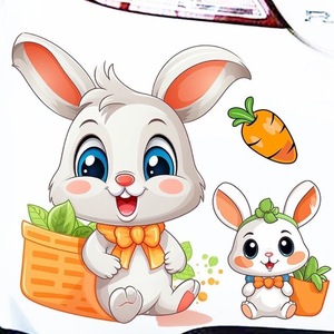 可爱卡通兔子汽车贴纸电动车身个性创意装饰保险杠划痕遮挡遮盖贴
