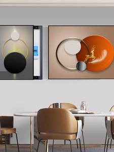 新款电表箱两联装饰画大尺寸可推拉餐厅客厅配电箱挂画双联晶瓷画
