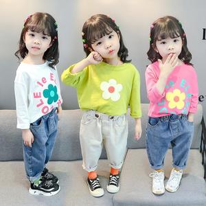 韩版1婴儿童装2岁女宝宝2023春T恤3女童春装长袖打底衫4洋气纯棉
