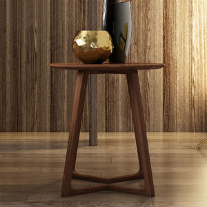 北欧现代简约沙发边几轻奢高级感实木日式角几古典圆形原木小茶桌
