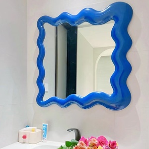 奶油浴室镜云朵化妆镜壁挂网红镜子艺术克莱因蓝异形卫生间梳妆镜