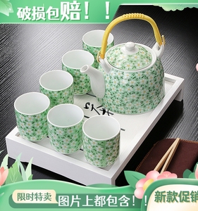 功夫茶具套装家用小套旅行茶盘青花陶瓷茶杯茶壶提梁壶盖碗整套组