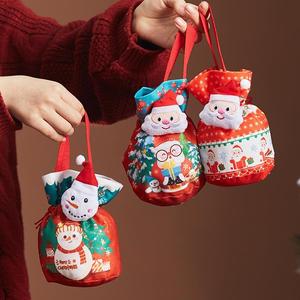 圣诞老人礼品袋平安夜苹果包装袋糖果布袋子圣诞节装饰品儿童礼物