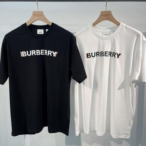 香港代购 Burberry/博柏利/巴宝莉 拼色字母彩色印花圆领棉质短袖