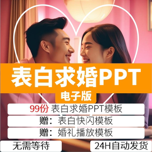 99份表白求婚PPT模板快闪浪漫告白婚礼播放创意惊喜电影院爱情